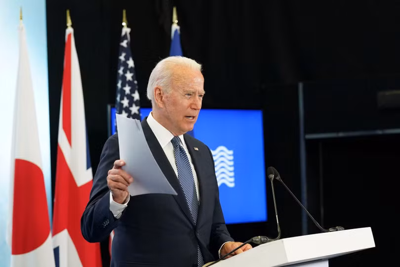 Ông Biden họp báo, bày tỏ rất hài lòng về kết quả Hội nghị thượng đỉnh G7 (Ảnh: Reuters). Ông Biden họp báo, bày tỏ rất hài lòng về kết quả Hội nghị thượng đỉnh G7 (Ảnh: Reuters).