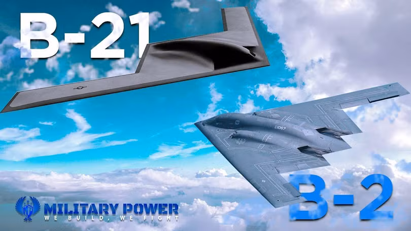 Hình ảnh so sánh B-21 với B-2 (Ảnh: Military Power).