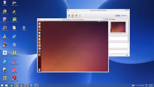 Máy ảo Ubuntu đang chạy trên máy thật Windows. Máy ảo Ubuntu đang chạy trên máy thật Windows.