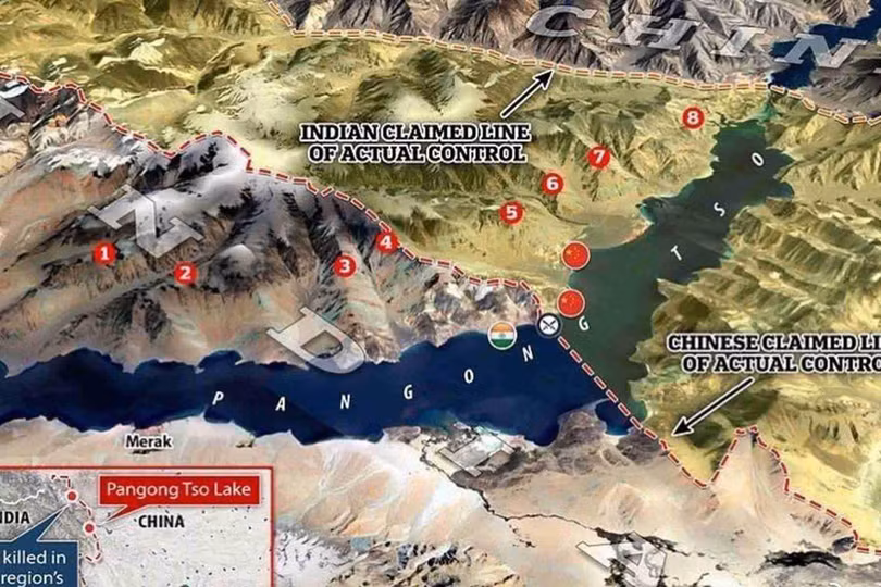 Hồ Pangong Tso - điểm nóng tranh chấp trên đoạn biên giới Trung - Ấn phía Tây (Ảnh: Dwnews). Hồ Pangong Tso - điểm nóng tranh chấp trên đoạn biên giới Trung - Ấn phía Tây (Ảnh: Dwnews).