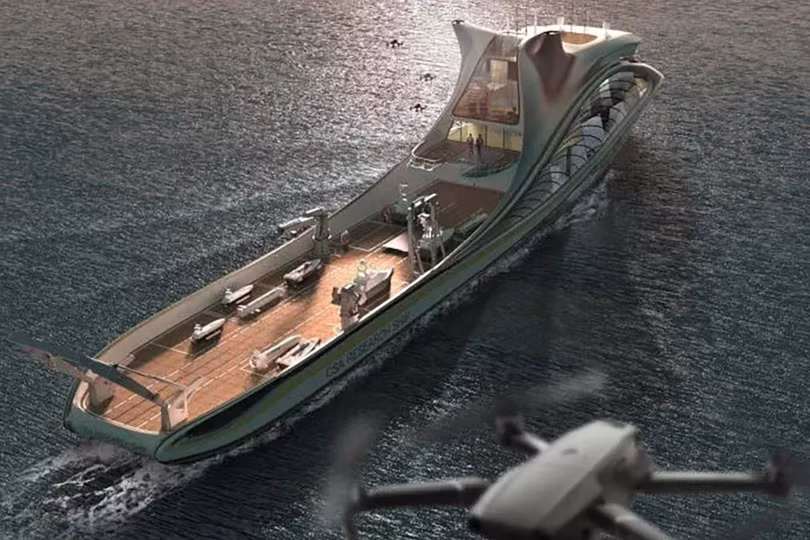 Tàu Zhu Hai Yun mang theo các phương tiện không người lái. Tàu Zhu Hai Yun mang theo các phương tiện không người lái.