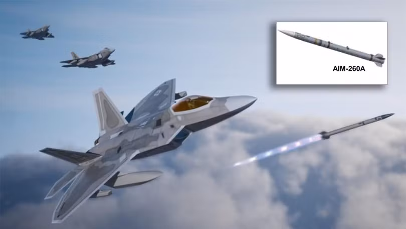 Hình ảnh đồ họa máy tính mô phỏng máy bay F-22 phóng tên lửa AIM-260. Ảnh: Toutiao.