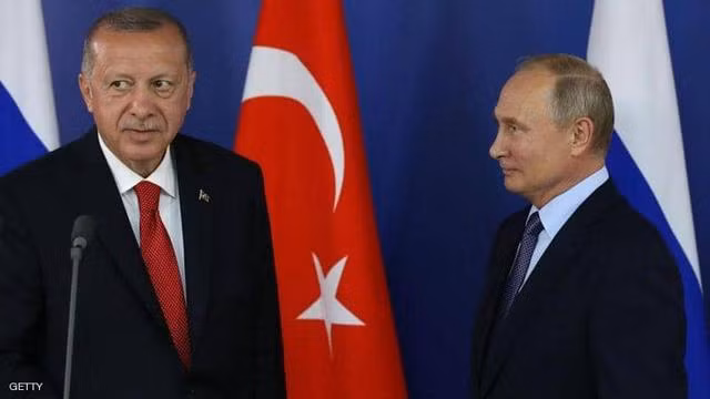 Thổ Nhĩ Kỳ bị coi là bên thua thiệt sau khi hiệp định hòa bình Nagorno-Karabakh được ký kết. Trong ảnh: Tổng thống Nga Putin và Tổng thống Thổ Nhĩ Kỳ Erdogan (Ảnh: Getty).