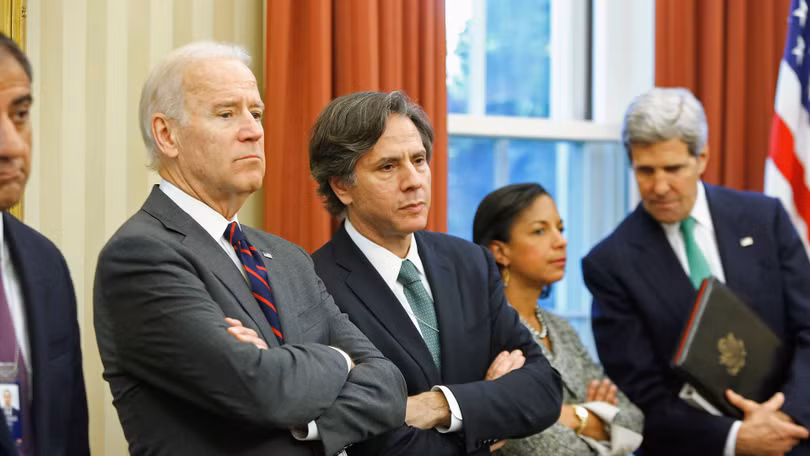 Ông Joe Biden và các thân tín: Anthony Blinken, Susan Rice, John Kerry (trái qua) (Ảnh: Dwnews).