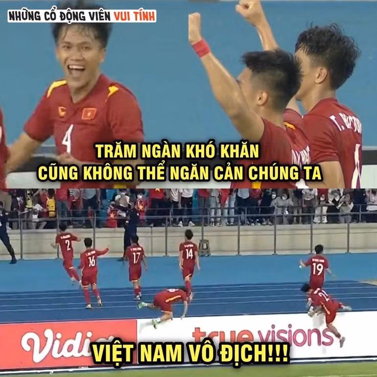 Những khó khăn cũng không thể cản bước U23 Việt Nam vô địch (Ảnh: Những cổ động viên vui tính).