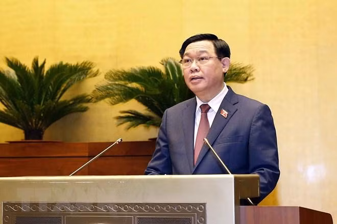 Chủ tịch Quốc hội Vương Đình Huệ phát biểu khai mạc. (Ảnh: Doãn Tấn/TTXVN)