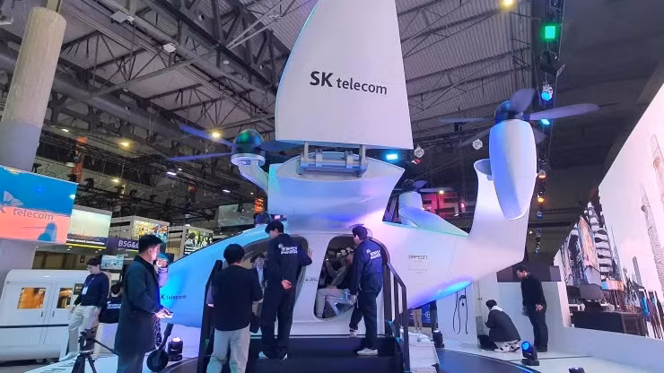 SK Telecom đã hợp tác với công ty Joby Aviation của Mỹ để phát triển taxi bay ở Hàn Quốc vào năm 2025. Ảnh Arjun Kharpal/CNBC SK Telecom đã hợp tác với công ty Joby Aviation của Mỹ để phát triển taxi bay ở Hàn Quốc vào năm 2025. Ảnh Arjun Kharpal/CNBC