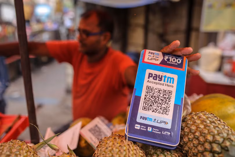 Mã QR hệ thống thanh toán kỹ thuật số PayTM tại một cửa hàng ở Mumbai. Nhiếp ảnh gia: Dhiraj Singh/Bloomberg