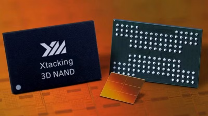 Logo trên chip bộ nhớ flash 3D NAND của YMTC. Ảnh minh họa SMCP
