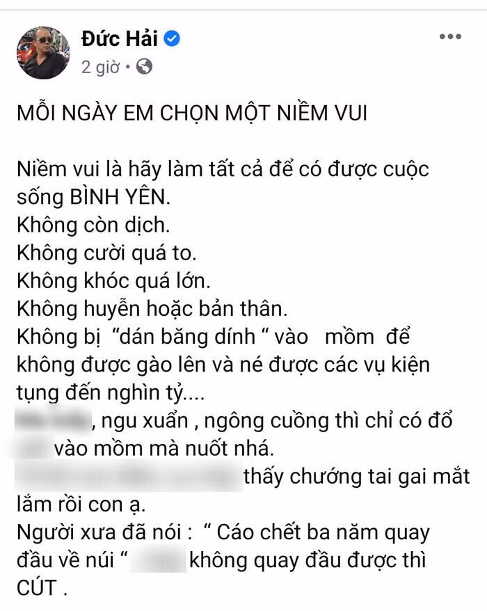 Bài đăng của NSƯT Đức Hải nhận về hàng loạt "gạch đá" từ dân mạng