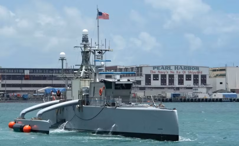 Tàu không người lái Sea Hunter tham gia cuộc tập trận hải quân Pacific Rim 2022 (Ảnh: Chinatimes).
