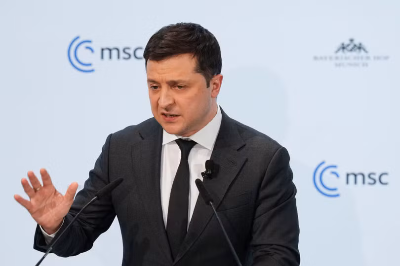 Tổng thống Ukraine Zelensky phát biểu tại Hội nghị An ninh Munich hôm 19/2 (Ảnh: AP).