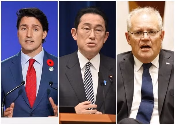 Thủ tướng các nước Canada, Nhật và Australia lần lượt tuyên bố áp dụng các biện pháp trừng phạt mới đối với Nga (Ảnh: Đông Phương). Thủ tướng các nước Canada, Nhật và Australia lần lượt tuyên bố áp dụng các biện pháp trừng phạt mới đối với Nga (Ảnh: Đông Phương).