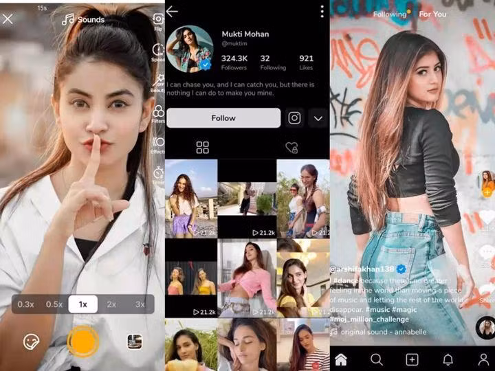 Giao diện ứng dụng video ngắn Moj.