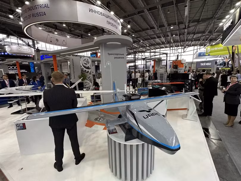 Mô hình máy bay không người lái lưỡng cư Meridian trưng bày tại Triển lãm Innoprom-2025. Ảnh: Topwar.