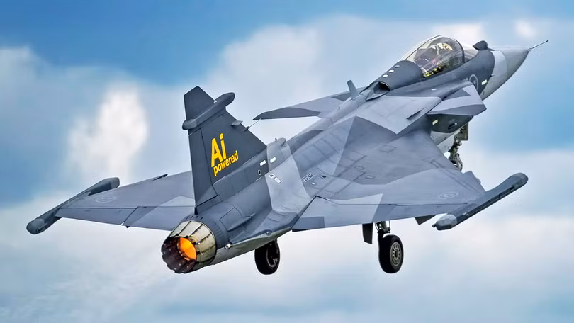 Chiếc tiêm kích Gripen-E trang bị hệ thống AI bay thử nghiệm. Ảnh: Wforum.