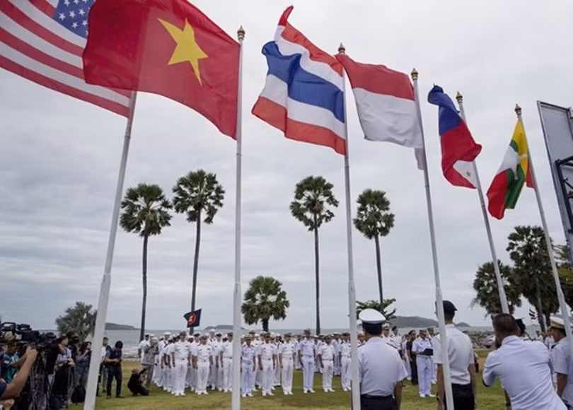 Lễ khai mạc cuộc diễn tập chung hải quân Mỹ - ASEAN tại căn cứ Sattahip, chiều 2/9. Ảnh: Đông Phương