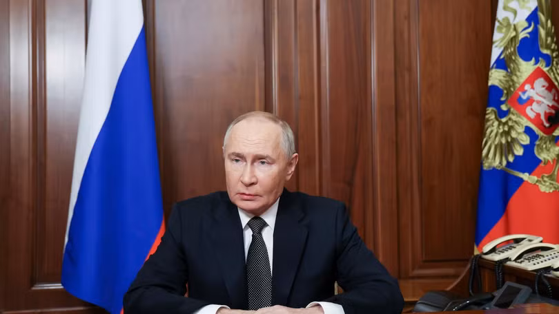 Tổng thống Nga Putin phát biểu trên truyền hình hôm 21/11. Ảnh: New York Post.