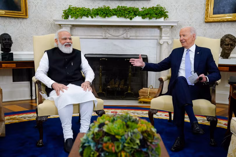 Sau khi ông Joe Biden lên nắm quyền, quan hệ Mỹ - Ấn Độ ngày càng chặt chẽ hơn (Ảnh: Dwnews).