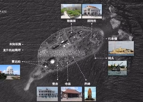 Một số công trình của Việt Nam trên đảo Phan Vinh (Ảnh: Sina).
