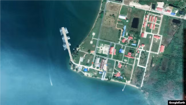 Ảnh vệ tinh chụp căn cứ hải quân Ream của Campuchia (Ảnh: VOA)