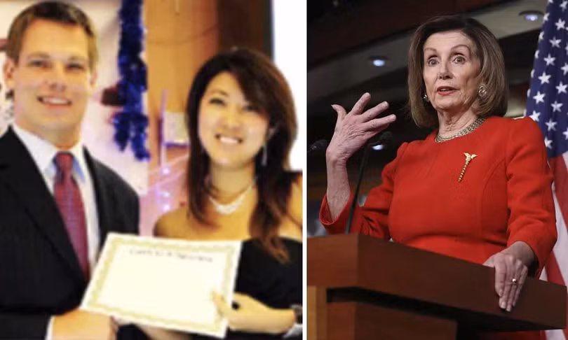 Bà Nancy Pelosi, Chủ tịch Hạ nghị viện lên tiếng bảo vệ ông Eric Svalwell (Ảnh: NTD). Bà Nancy Pelosi, Chủ tịch Hạ nghị viện lên tiếng bảo vệ ông Eric Svalwell (Ảnh: NTD).