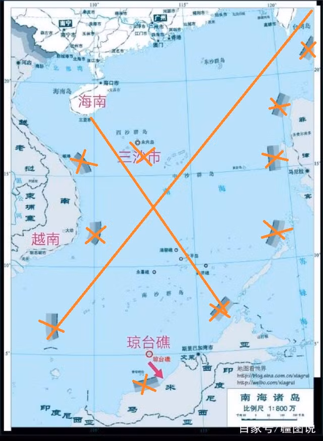 Vị trí của bãi cạn Luconia Breakers (Quỳnh Đài Tiêu) nằm rất gần bờ biển, sâu trong vùng đặc quyền kinh tế của Malaysia (Ảnh: Sina).