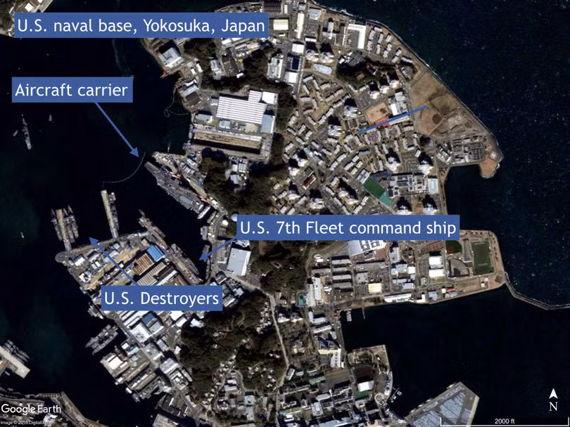 Căn cứ Hạm đội 7 Mỹ đóng tại Yokosuka, Nhật Bản là mục tiêu mô phỏng