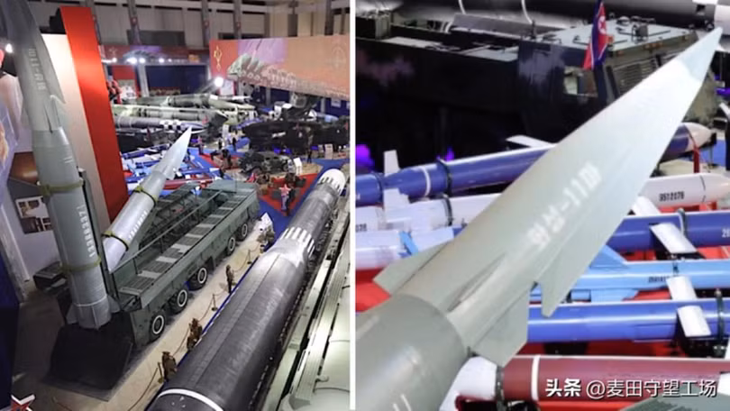Tên lửa “Hwasong-11Ma” với đầu đạn lướt lần đầu tiên được Triều Tiên trưng bày. Ảnh: Sina.