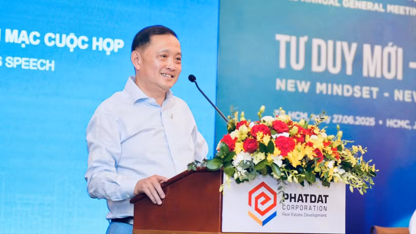 Ông Nguyễn Văn Đạt - Chủ tịch PDR tại đại hội đồng cổ đông sáng nay