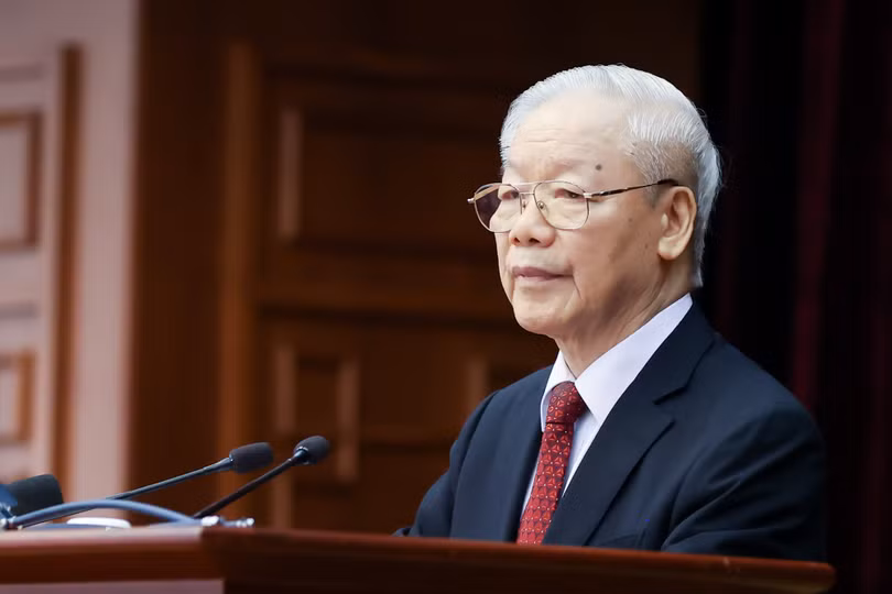Tổng Bí thư Nguyễn Phú Trọng phát biểu bế mạc Hội nghị Trung ương 7 khóa XIII (Hội nghị Trung ương giữa nhiệm kỳ) - Ảnh: VGP/Nhật Bắc