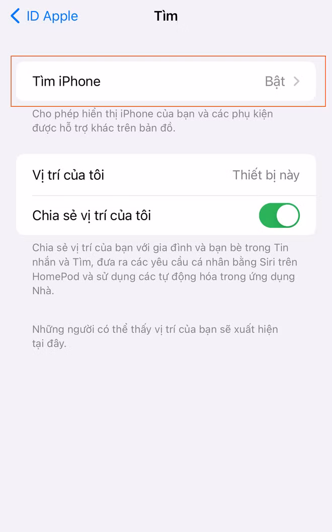 Chọn tiếp Tìm iPhone Tính năng “thần thánh” giúp tìm lại iPhone bị mất ngay cả khi bị tắt nguồn và khôi phục cài đặt gốc - Ảnh 4.