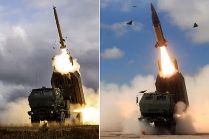 Tên lửa (bên trái) và tên lửa đạn đạo phóng từ hệ thống HIMARS. Ảnh: MW.