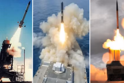 Cảnh các vụ phóng tên lửa Patriot, Tomahawk và THAAD. Ảnh: MW.