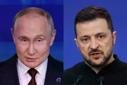 Tổng thống Nga Vladimir Putin và Tổng thống Ukraine Volodymyr Zelensky. Ảnh: Reuters.