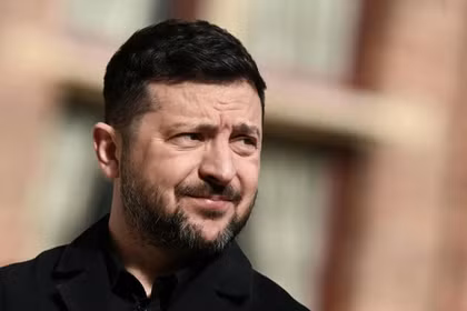 Tổng thống Ukraine Volodymyr Zelensky tại Middelburg ngày 16/4. Ảnh: AFP.