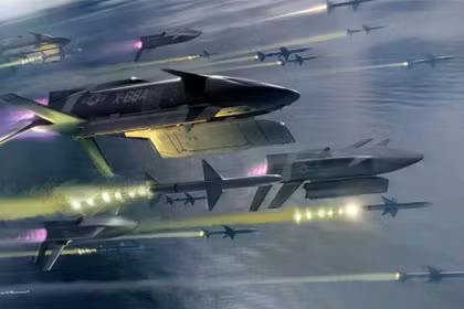 X-68A "LongShot" có thể được phóng từ máy bay chiến đấu, máy bay ném bom hoặc máy bay vận tải, kể cả dưới dạng đạn dược đóng gói trên pallet. Ảnh: DARPA.