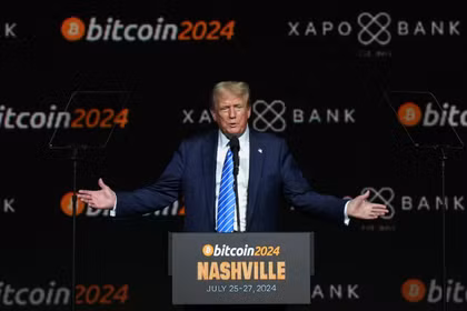 Ông Donald Trump phát biểu tại sự kiện Bitcoin 2024 ở Nashville, Tennessee, Mỹ, ngày 27/7/2024. Ảnh: Reuters.