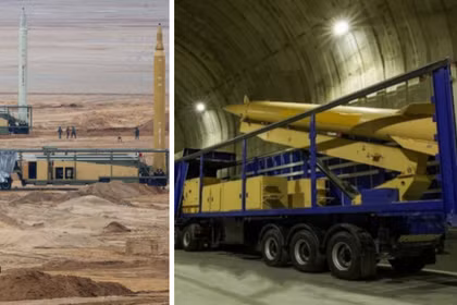 Tên lửa Sejil và căn cứ tên lửa ngầm của Iran. Ảnh: MW.