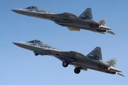 Máy bay chiến đấu Su-57 của Lực lượng Không quân Vũ trụ Nga. Ảnh: MW.