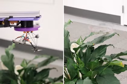 Trước khi cất cánh và trong khi bay, mẫu drone "Phantom Twist" trông giống như một vệt mờ ảo, hòa lẫn vào môi trường xung quanh. Ảnh: IE.