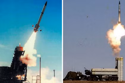 Cảnh phóng tên lửa Patriot (bên trái) và tên lửa phòng không S-300. Ảnh: MW.