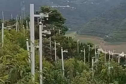 Hình ảnh về sườn đồi với đầy camera đang gây xôn xao cộng đồng mạng Trung Quốc. Ảnh: SCMP.