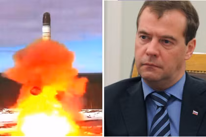 Cựu Tổng thống Nga Dmitry Medvedev và vụ phóng tên lửa đạn đạo liên lục địa Sarmat. Ảnh: MW.