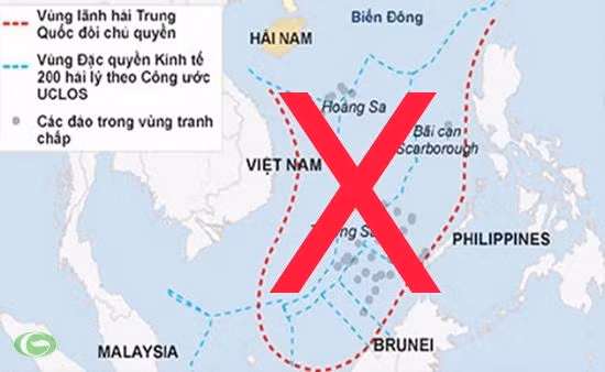 Đường lưỡi bò phi pháp do Trung Quốc tự vẽ, tự tuyên bố và đòi hỏi.