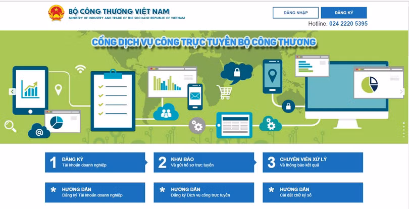 Cổng dịch vụ công trực tuyến của Bộ Công thương.