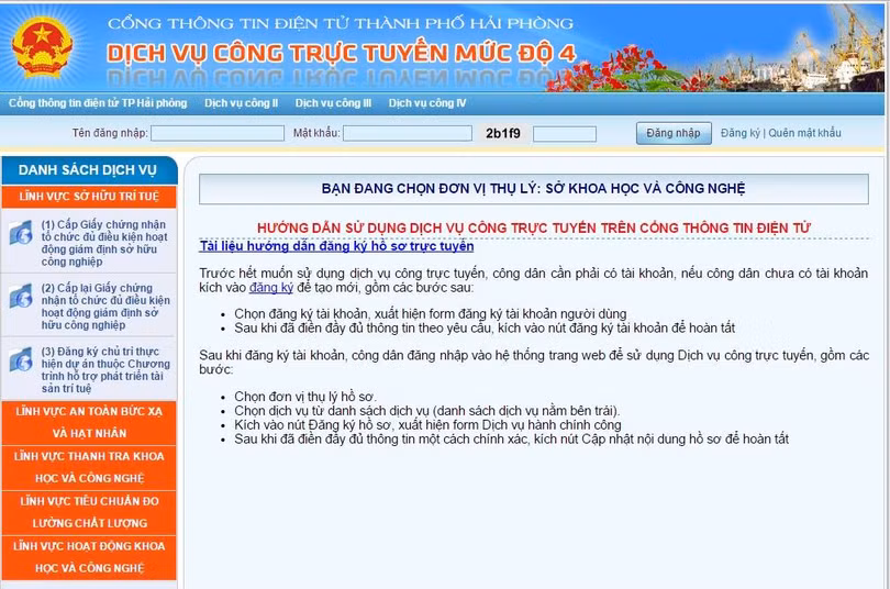 Cổng thông tin dịch vụ công trực tuyến mức độ 4 của Hải Phòng. Ảnh: VietTimes