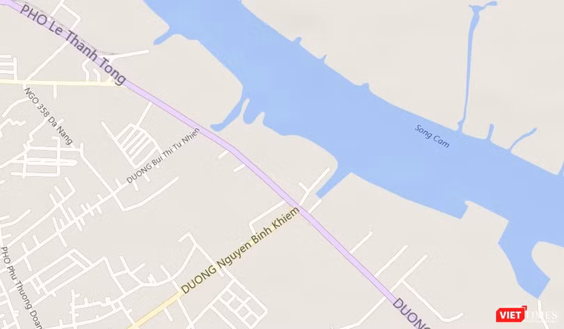 Vị trí Hải Phòng muốn làm hầm đường bộ vượt sông. Ảnh: Maps