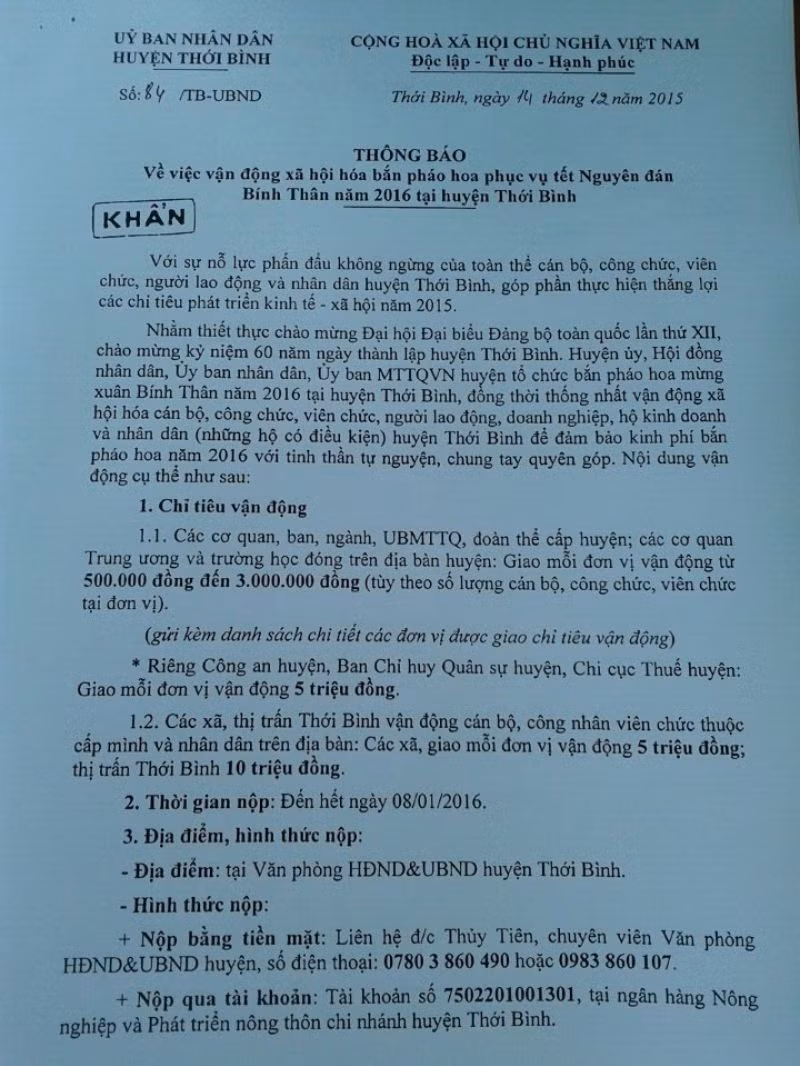 Kiểm điểm Chủ tịch huyện vận động đốt pháo hoa ảnh 1 Kiểm điểm Chủ tịch huyện vận động đốt pháo hoa ảnh 1