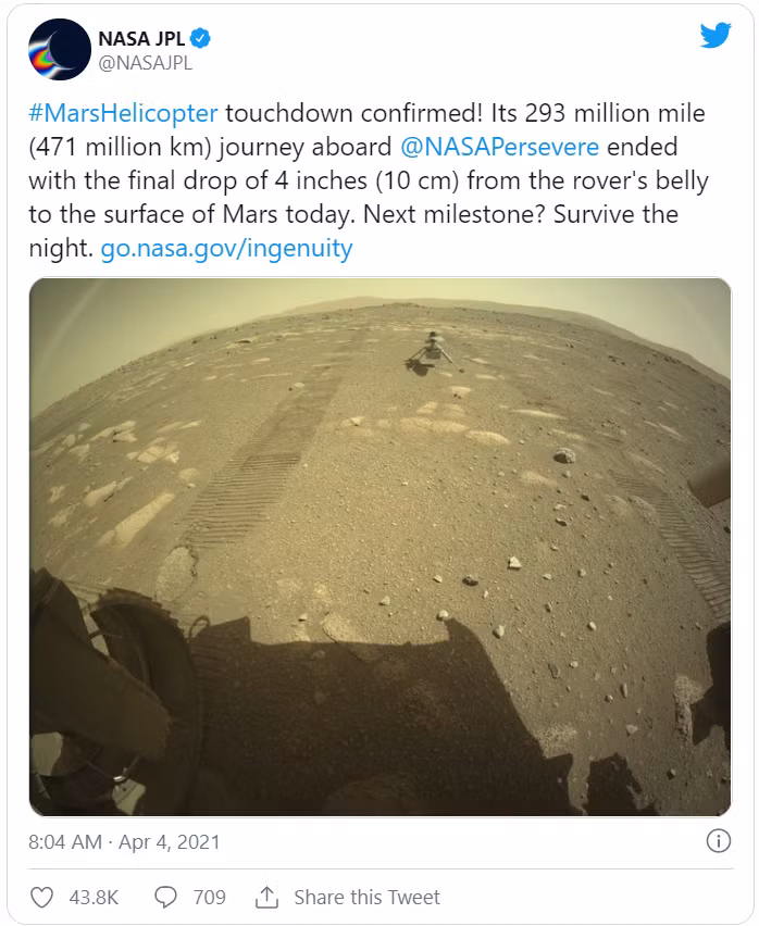 Bài đăng thông báo của NASA trên Twitter (Nguồn: Twitter) Bài đăng thông báo của NASA trên Twitter (Nguồn: Twitter)
